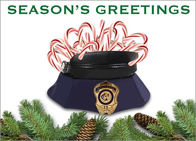 Candycane Police Christmas Card (Glossy White) 