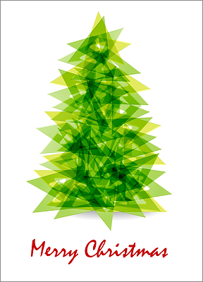 Green Triangle Tree Christmas Card (Glossy White) 