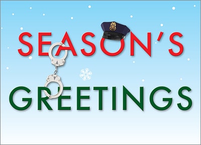 Handcuff Police Christmas Card (Glossy White) 