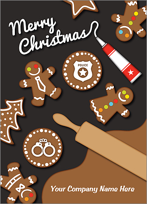 Police Gingerbread Christmas Card (Glossy White) 