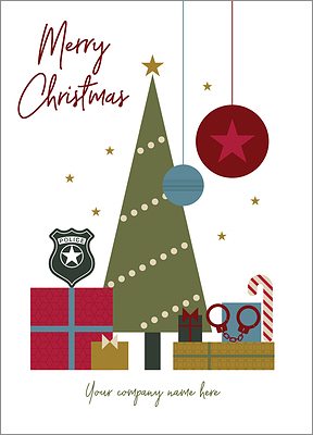 Police Green Tree Christmas Card (Glossy White) 