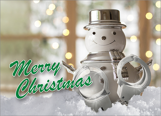 Police Snowman Holiday Card (Glossy White) 