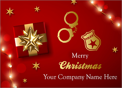 Red Police Christmas Card (Glossy White) 