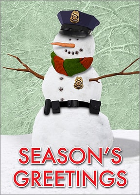 Snowman Police Christmas Card (Glossy White) 
