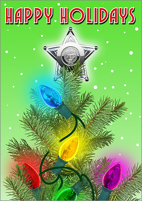 Star Police Christmas Card (Glossy White) 